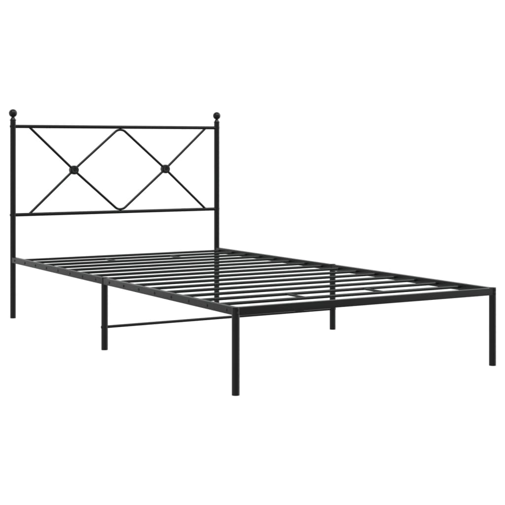 Fekete fém ágykeret fejtámlával 100 x 200 cm 3