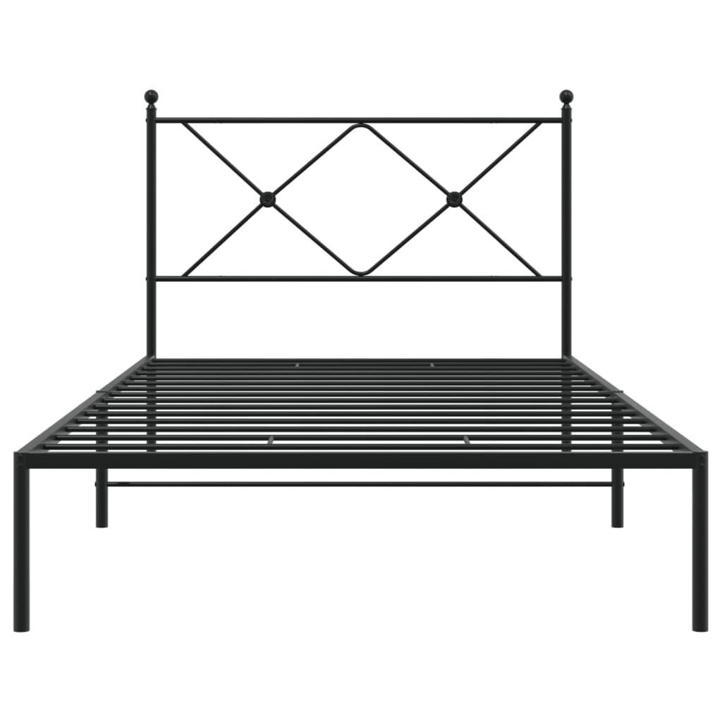 Fekete fém ágykeret fejtámlával 100 x 200 cm 4