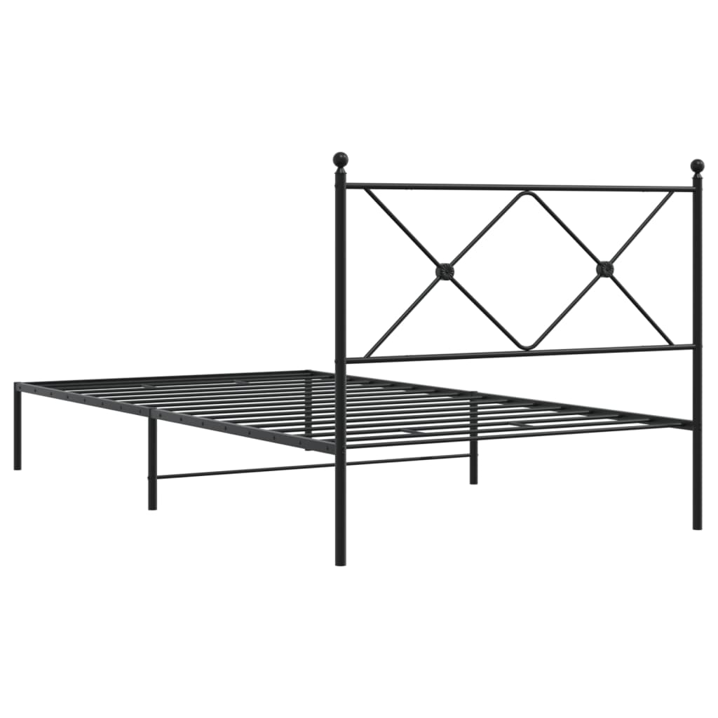 Fekete fém ágykeret fejtámlával 100 x 200 cm 6