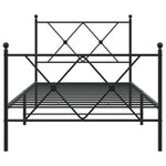 Fekete fém ágykeret fej- és lábtámlával 90 x 190 cm 4