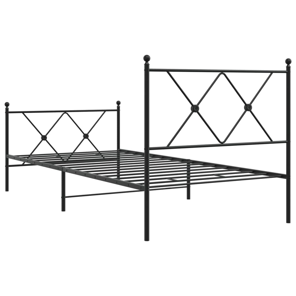 Fekete fém ágykeret fej- és lábtámlával 90 x 190 cm 6