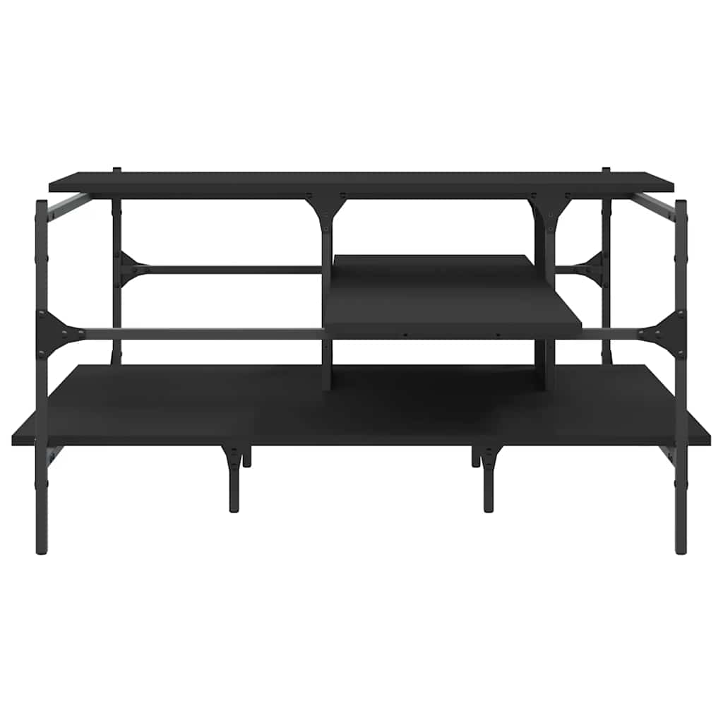 Fekete szerelt fa dohányzóasztal 100 x 100 x 48,5 cm 5