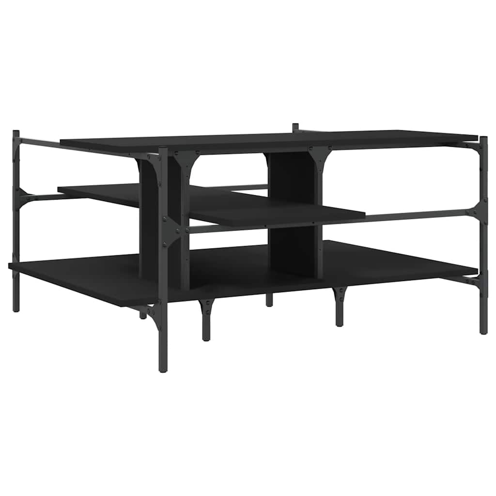 Fekete szerelt fa dohányzóasztal 100 x 100 x 48,5 cm 7