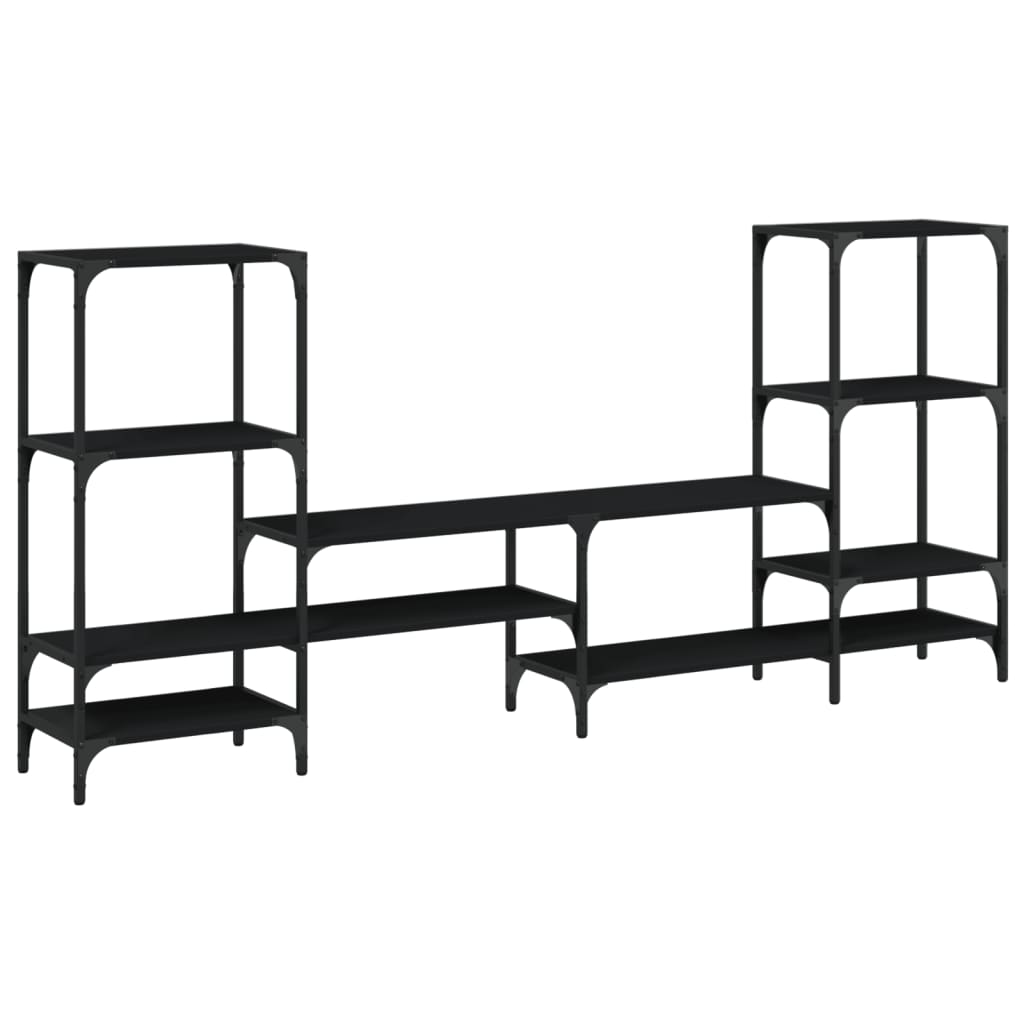 Fekete szerelt fa TV-szekrény 206,5x28,5x95 cm 2