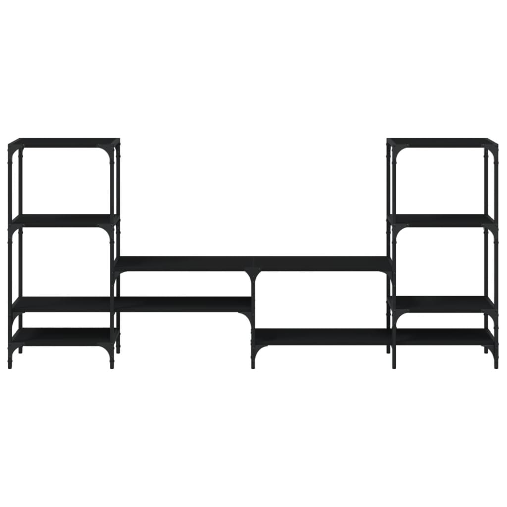 Fekete szerelt fa TV-szekrény 206,5x28,5x95 cm 5