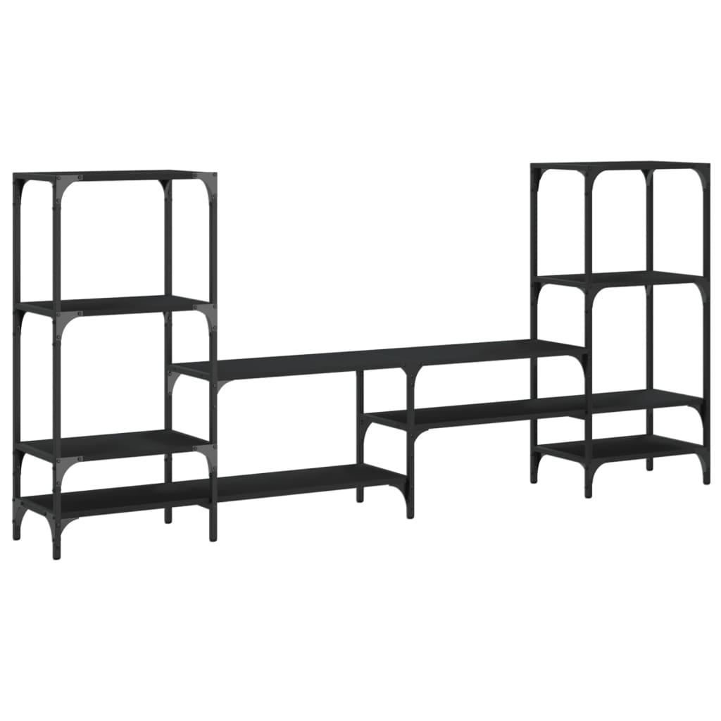 Fekete szerelt fa TV-szekrény 206,5x28,5x95 cm 7