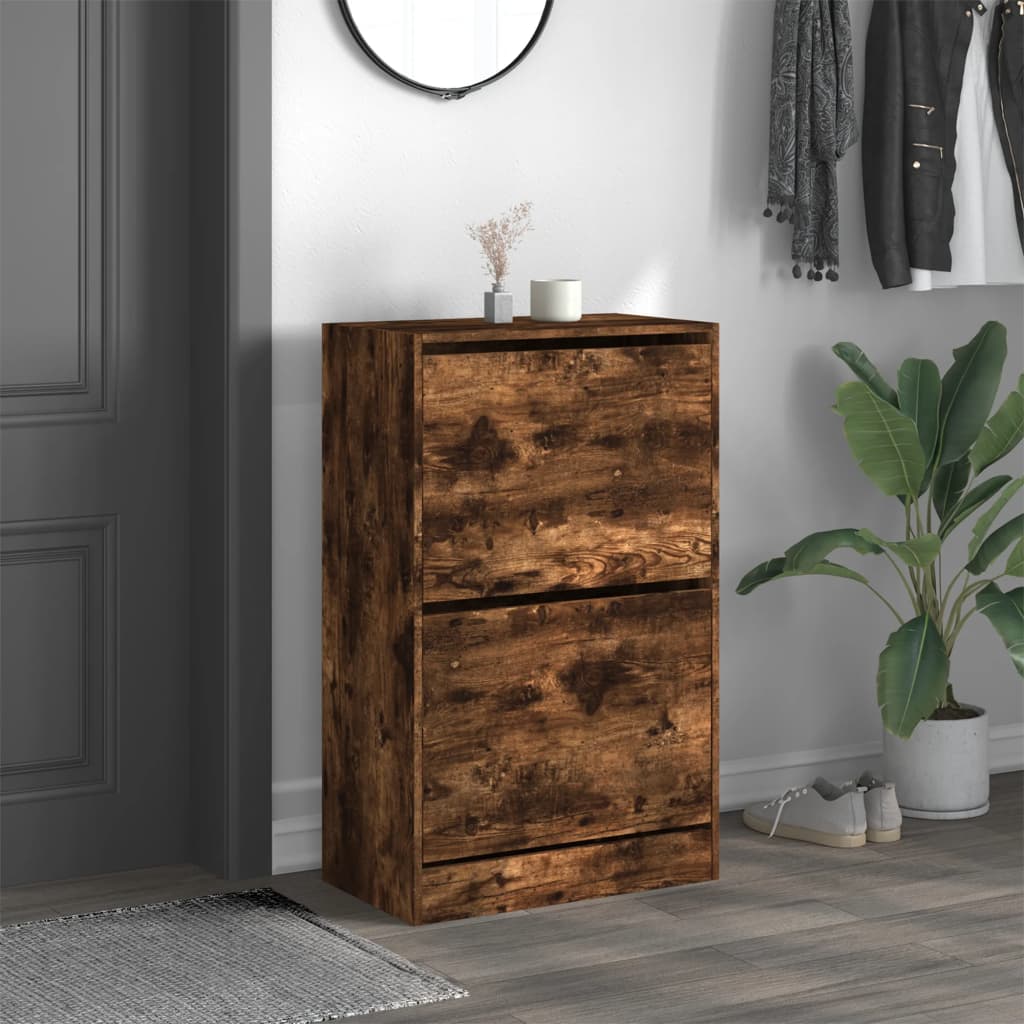 Füstös tölgy színű szerelt fa cipőszekrény 60 x 34 x 96,5 cm 3