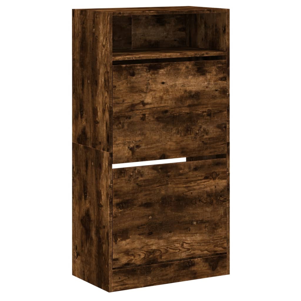 Füstös tölgy színű szerelt fa cipőszekrény 60x34x116 cm 4