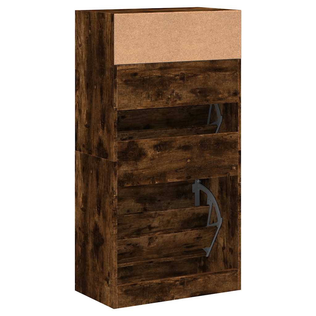 Füstös tölgy színű szerelt fa cipőszekrény 60x34x116 cm 7