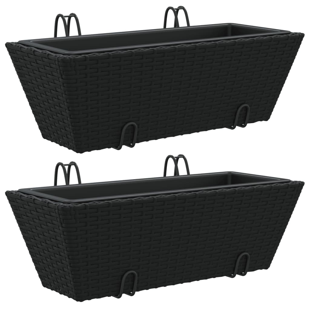 2 db fekete polyrattan növénytartó horoggal 2