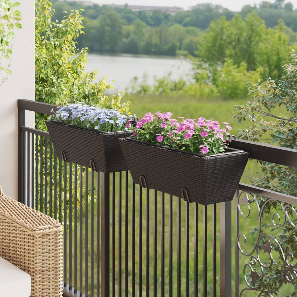 2 db fekete polyrattan növénytartó horoggal 3