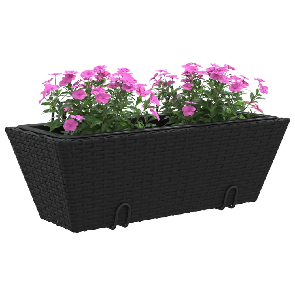 2 db fekete polyrattan növénytartó horoggal 4
