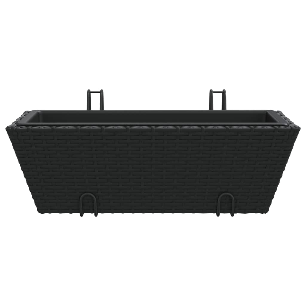 2 db fekete polyrattan növénytartó horoggal 5