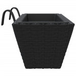 2 db fekete polyrattan növénytartó horoggal 6