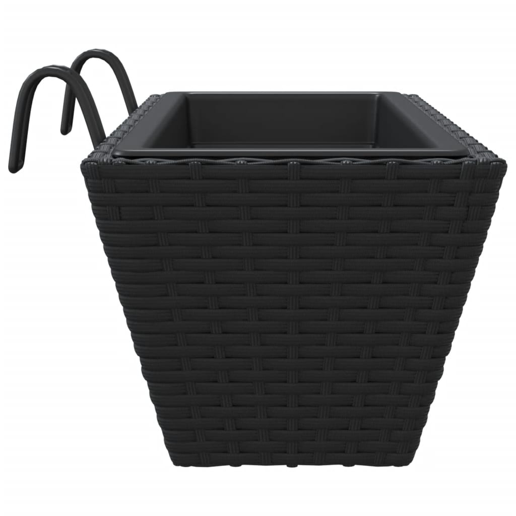 2 db fekete polyrattan növénytartó horoggal 6