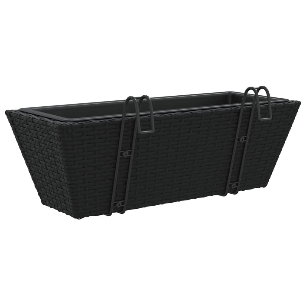 2 db fekete polyrattan növénytartó horoggal 7