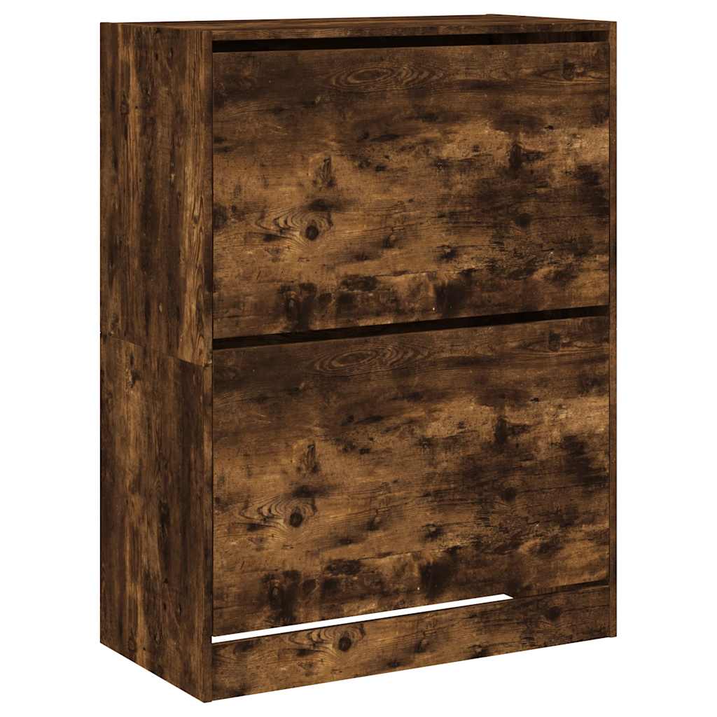 Füstös tölgy cipőszekrény 2 kihajtható fiókkal 80x42x108 cm 2