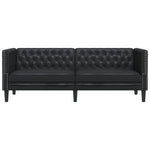 3 személyes fekete műbőr Chesterfield kanapé 4