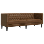 3 személyes barna műbőr Chesterfield kanapé 2
