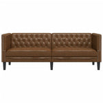 3 személyes barna műbőr Chesterfield kanapé 4