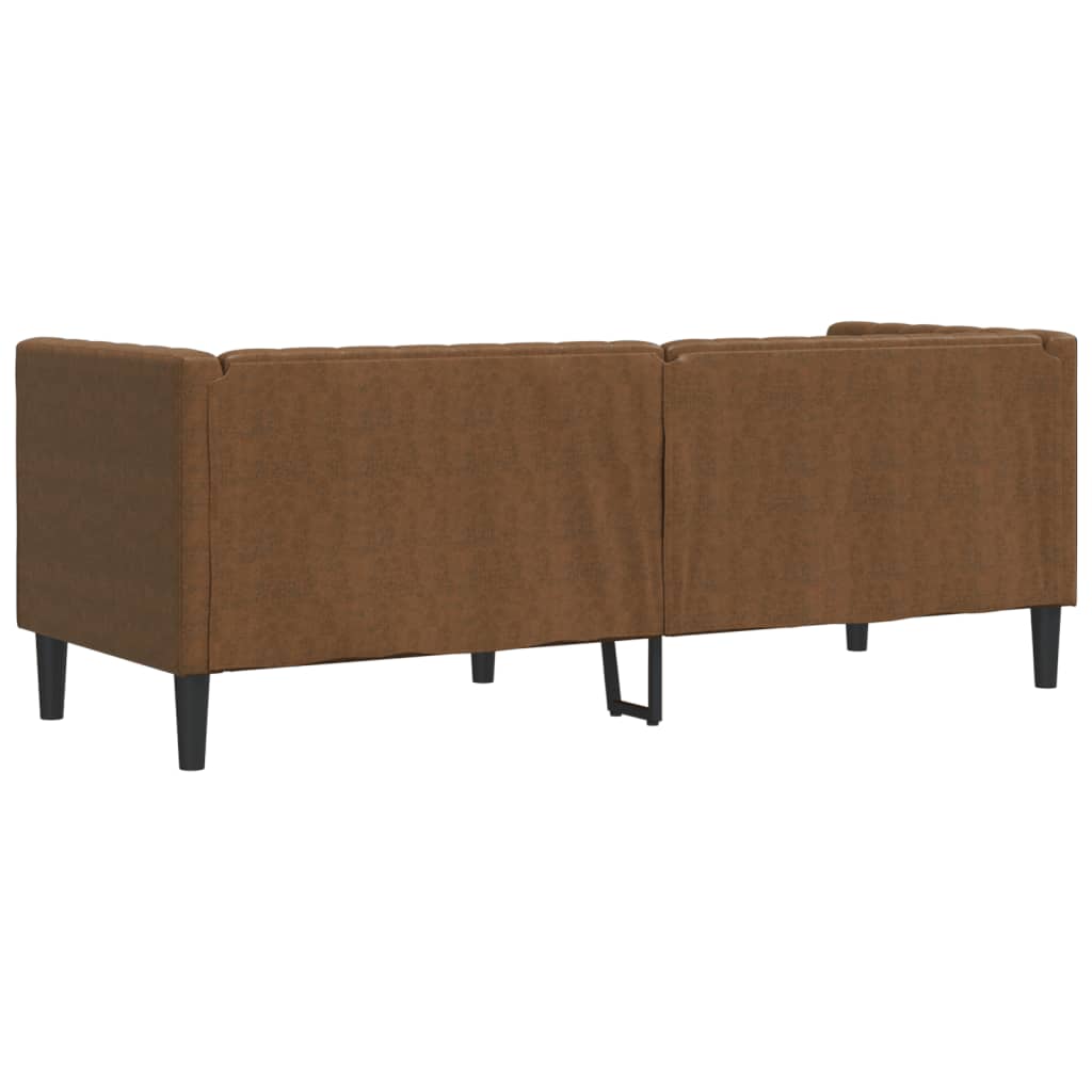 3 személyes barna műbőr Chesterfield kanapé 6