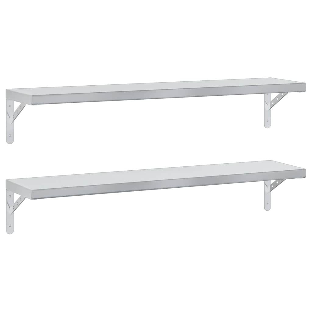 2 db ezüstszínű rozsdamentes acél fali polc 100 x 23,5 cm 2