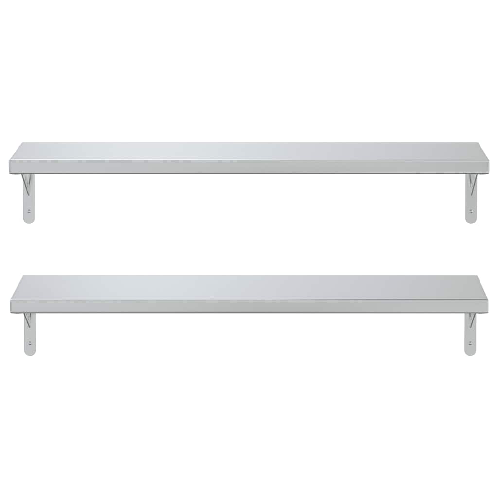 2 db ezüstszínű rozsdamentes acél fali polc 100 x 23,5 cm 5