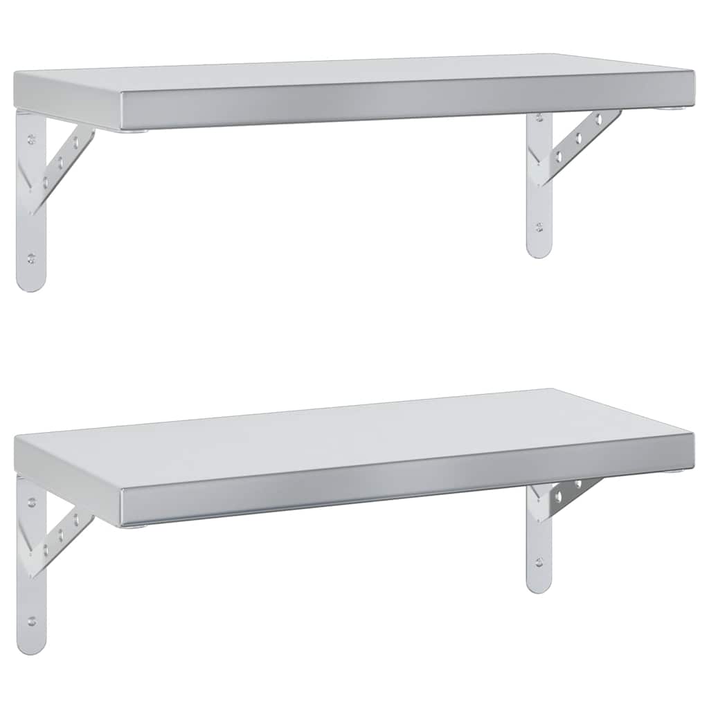 2 db ezüstszínű rozsdamentes acél fali polc 50 x 23,5 cm 2