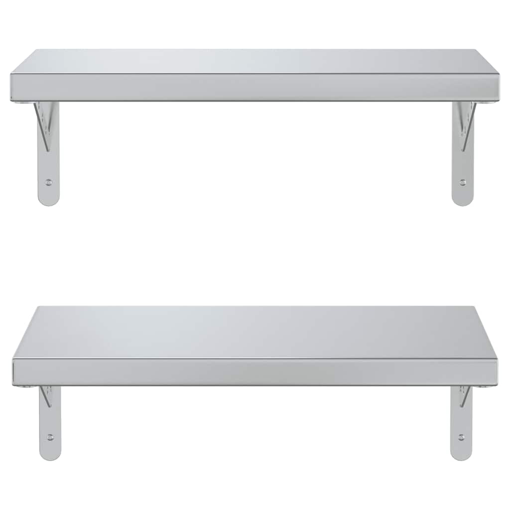 2 db ezüstszínű rozsdamentes acél fali polc 50 x 23,5 cm 5