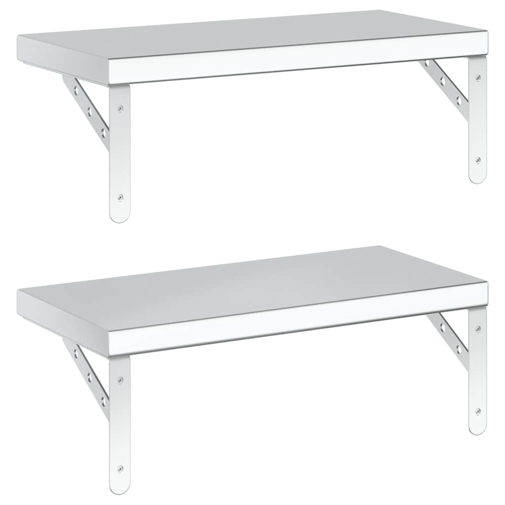 2 db ezüstszínű rozsdamentes acél fali polc 50 x 23,5 cm 7