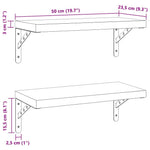 2 db ezüstszínű rozsdamentes acél fali polc 50 x 23,5 cm 9