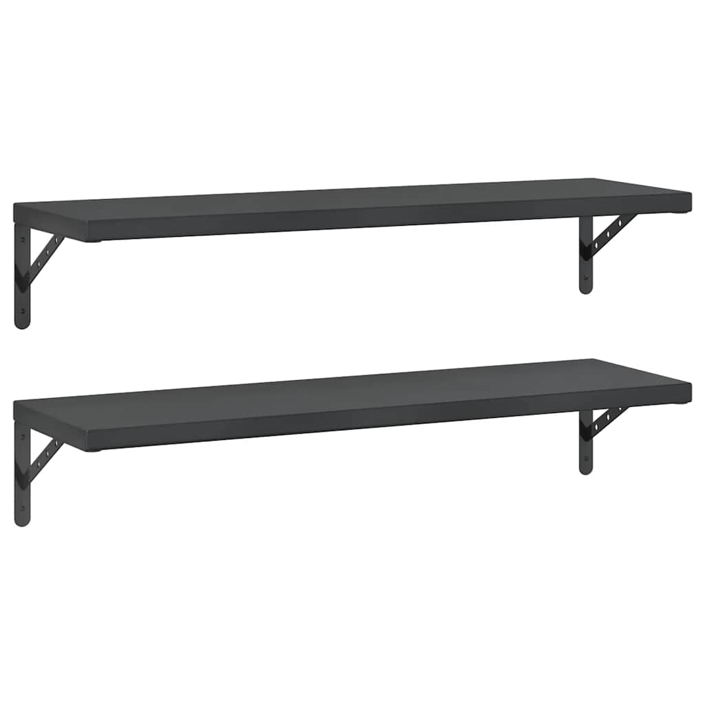 2 db fekete rozsdamentes acél fali polc 100 x 30 cm 2