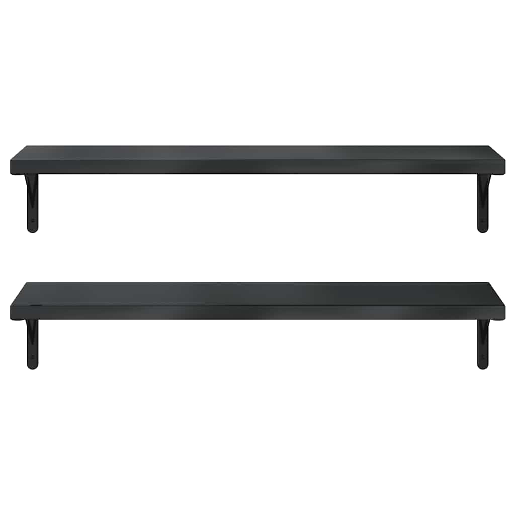 2 db fekete rozsdamentes acél fali polc 100 x 30 cm 5