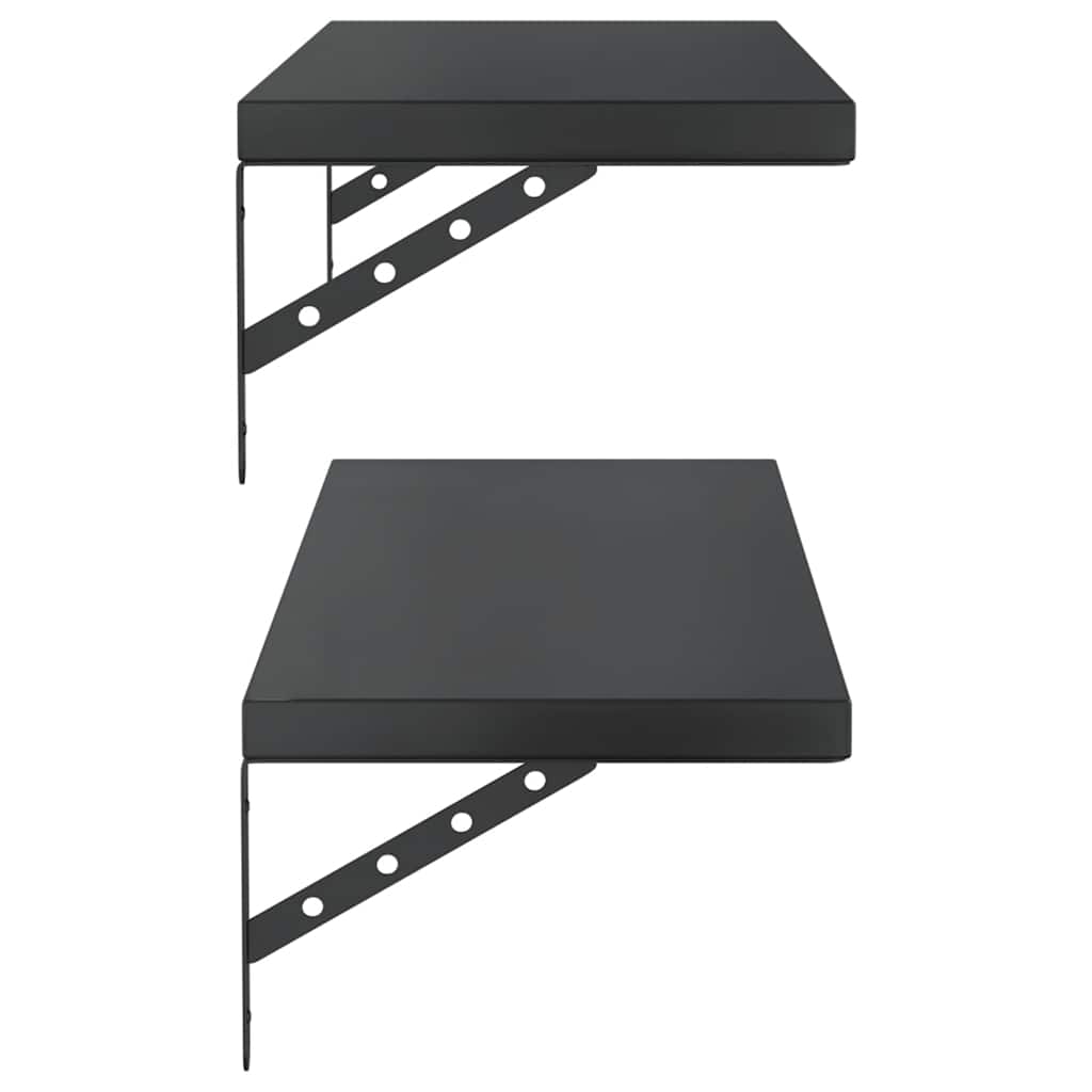 2 db fekete rozsdamentes acél fali polc 100 x 30 cm 6