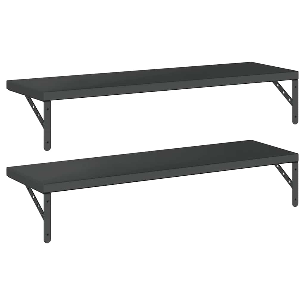2 db fekete rozsdamentes acél fali polc 100 x 30 cm 7