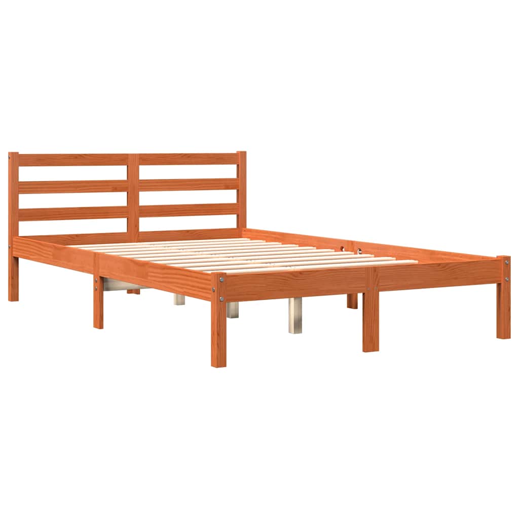 Viaszbarna tömör fenyőfa ágy matrac nélkül 150 x 200 cm 3