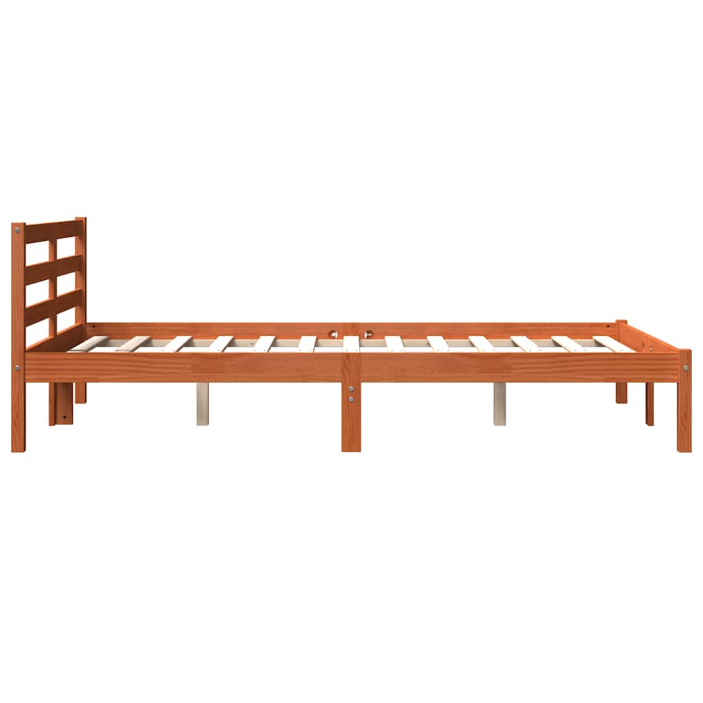 Viaszbarna tömör fenyőfa ágy matrac nélkül 150 x 200 cm 5