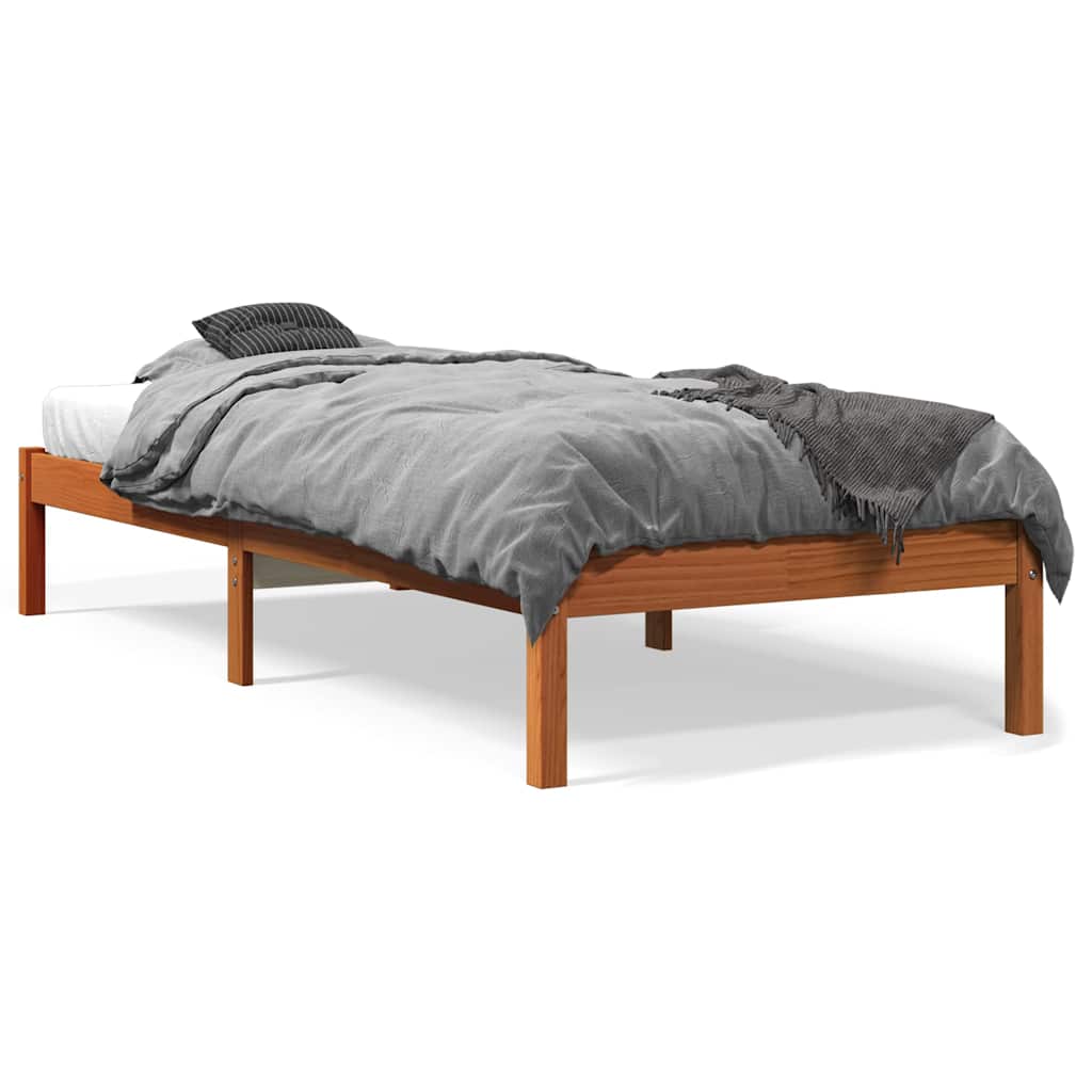 Viaszbarna tömör fenyőfa ágy matrac nélkül 90 x 190 cm 2
