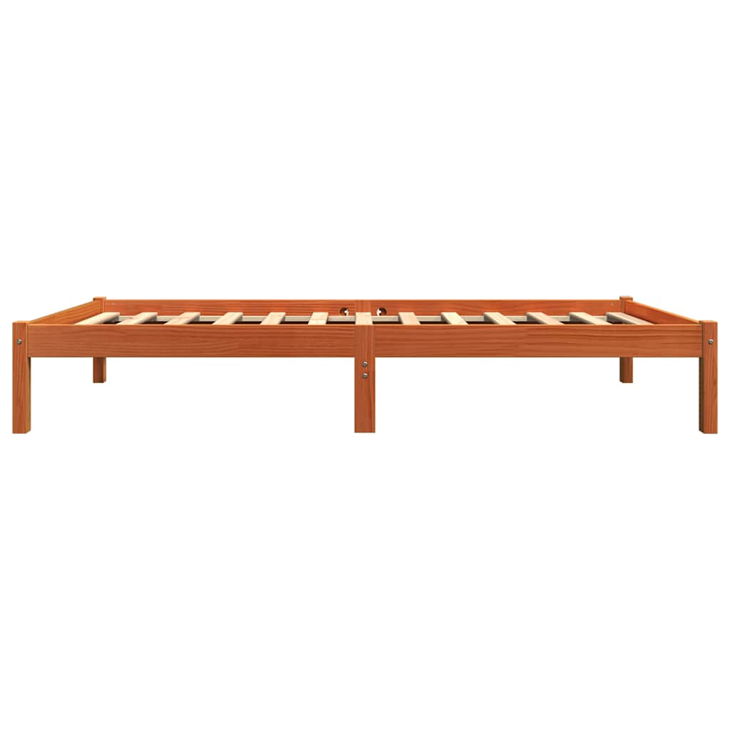 Viaszbarna tömör fenyőfa ágy matrac nélkül 90 x 200 cm 5