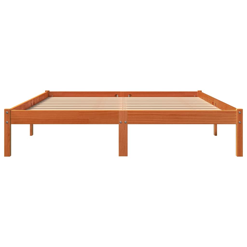 Viaszbarna tömör fenyőfa ágy matrac nélkül 150 x 200 cm 4