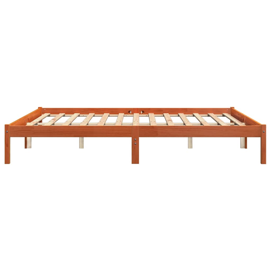 Viaszbarna tömör fenyőfa ágy matrac nélkül 200 x 200 cm 5