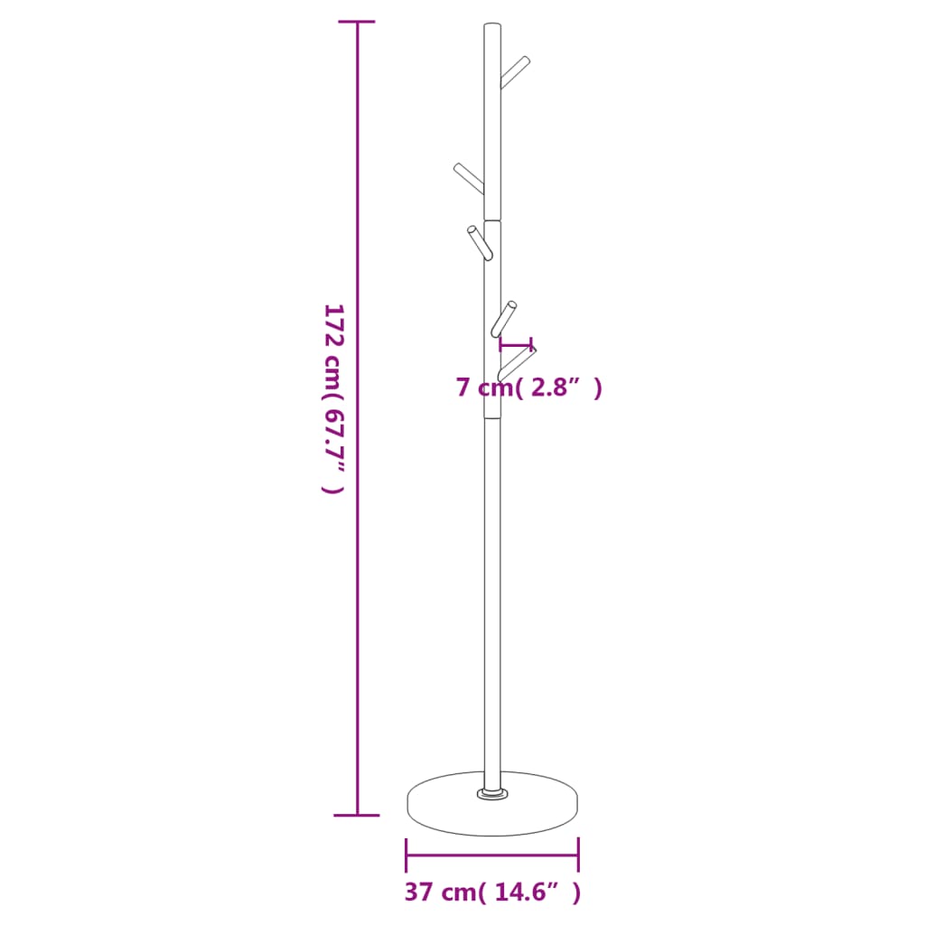 Fekete porszórt vas ruhafogas 172 cm 8