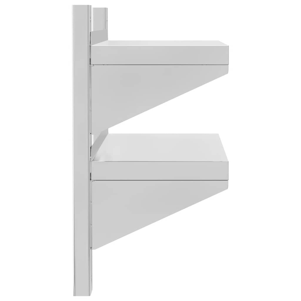 2 szintes ezüst rozsdamentes acél fali polc 50 x 23,5 x 48 cm 6