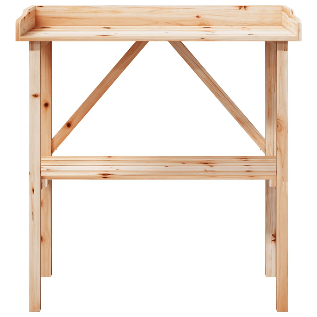 Tömör fenyőfa növénytartó asztal polccal 78x38x82,5 cm 4