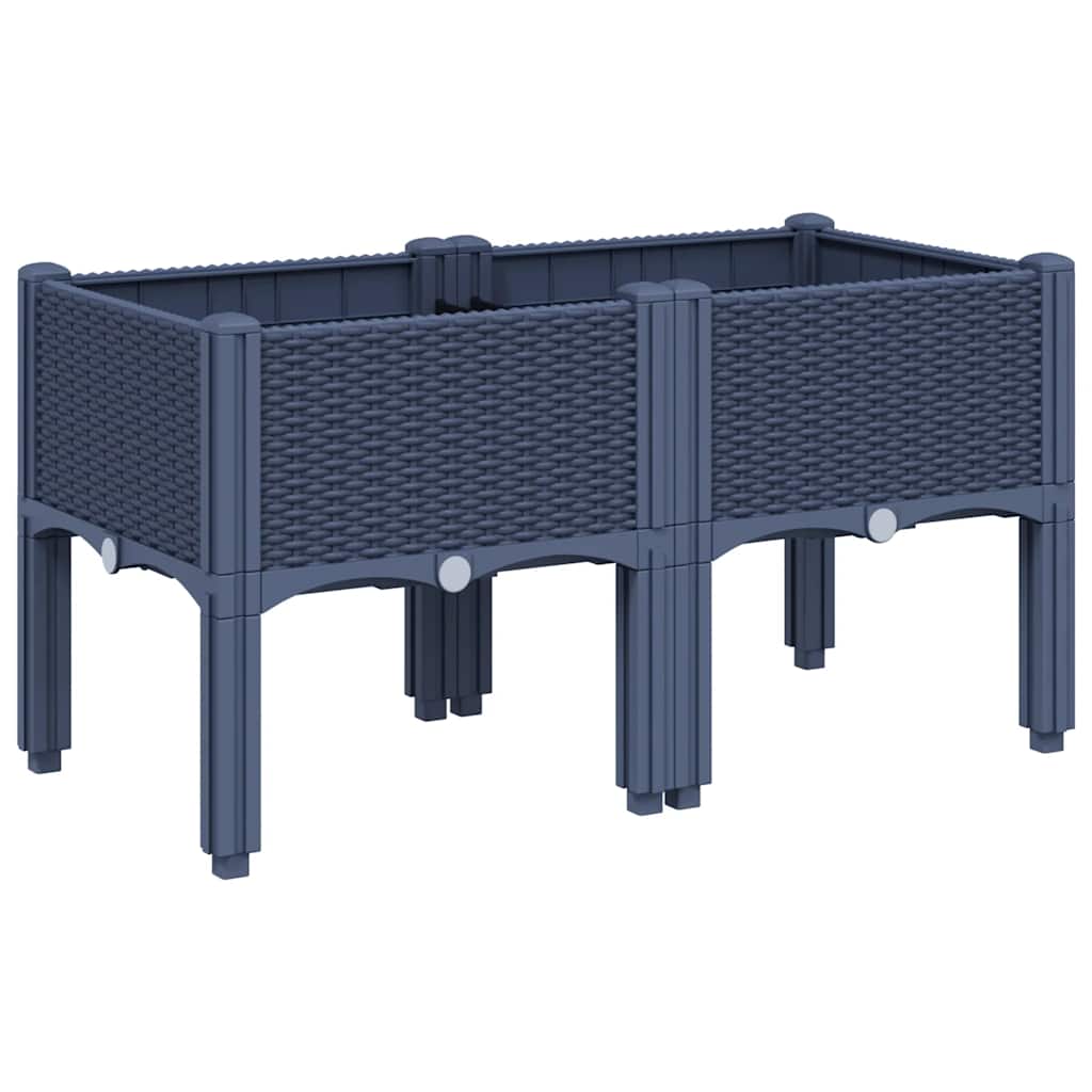 Kékszürke PP rácsos kerti ültetőláda 80 x 40 x 42 cm 2