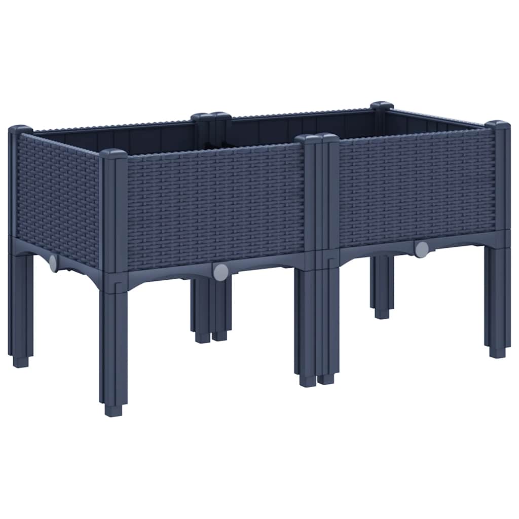 Kékszürke PP rácsos kerti ültetőláda 80 x 40 x 42 cm 5