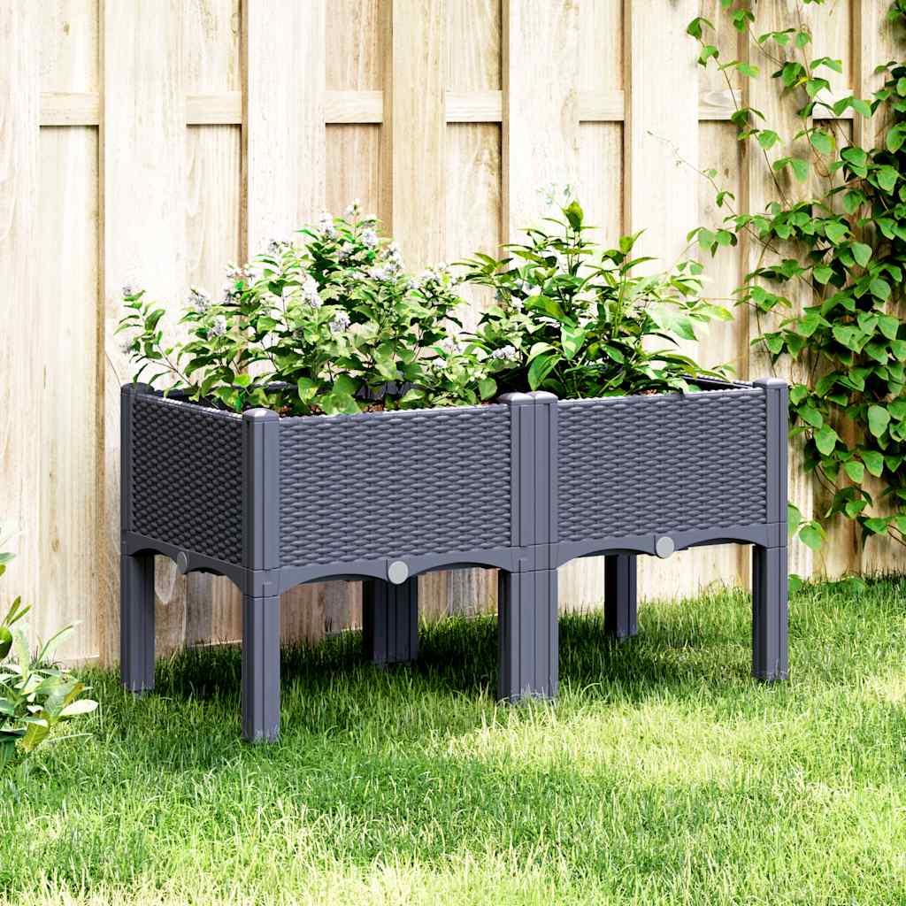 Kékszürke PP rácsos kerti ültetőláda 80 x 40 x 42 cm