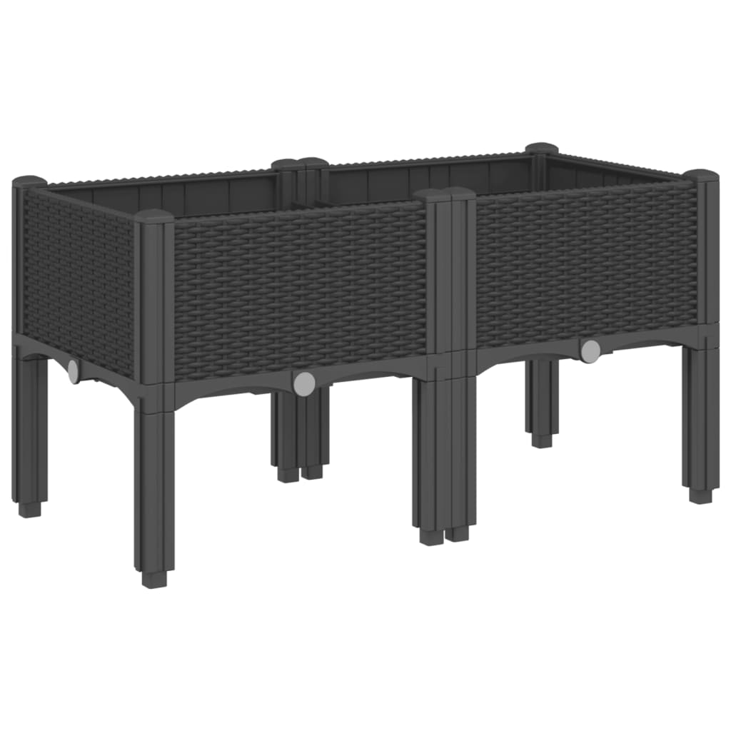 Fekete PP rácsos kerti ültetőláda 80 x 40 x 42 cm 2