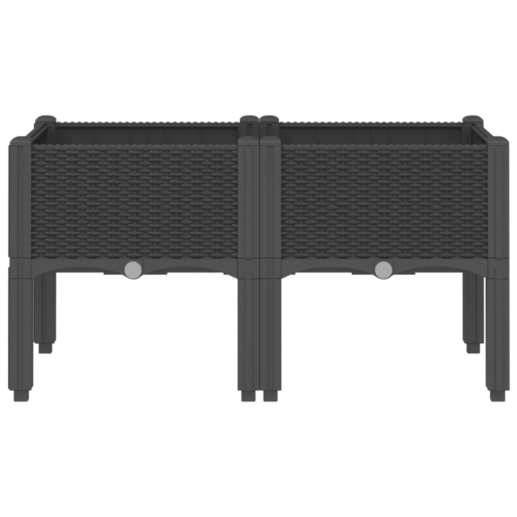 Fekete PP rácsos kerti ültetőláda 80 x 40 x 42 cm 3