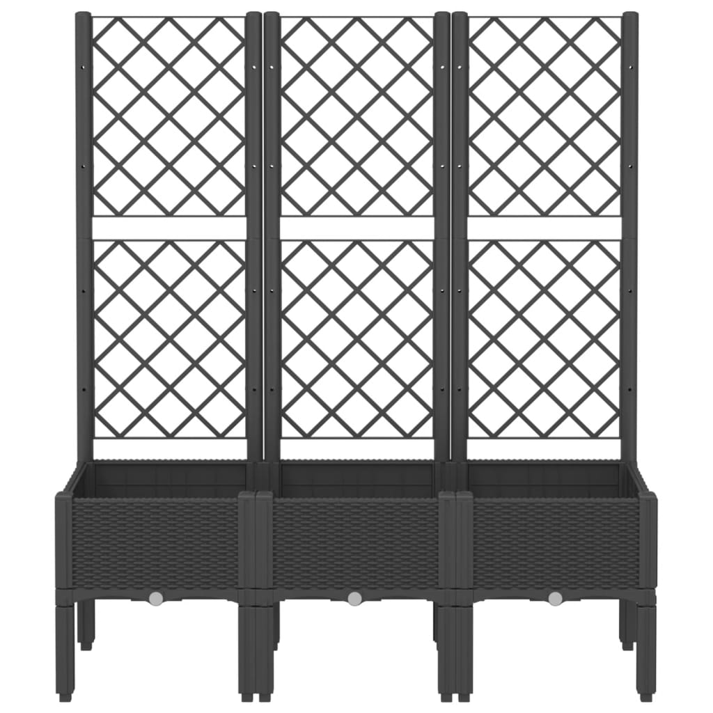 Fekete polipropilén rácsos kerti ültetőláda 120 x 40 x 142 cm 3